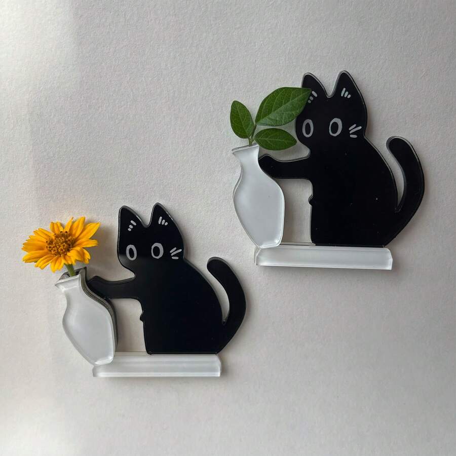 3个亚克力猫咪冰箱贴，猫须和猫毛冰箱贴套装，猫须收纳架，宠物纪念装饰，猫毛纪念品，浴室装饰，厨房装饰，办公室装饰，房间装饰，桌面配件，送给爱猫人士的礼物
