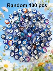 50/100 piezas Cuentas de silicona con agujero grande - Cuentas espaciadoras de acrílico agrietado surtido, adecuadas para hacer pulseras, collares, llaveros - Suministros duraderos para hacer joyas - Multicolor - Ver 30