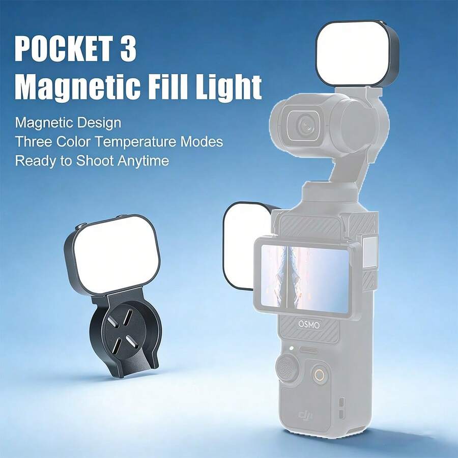 AMBITFUL Portable 3-Color Magnetic Lighting, 200mAh, Suitable For Osmo Pocket3 Sports Accessories - Black - View 1