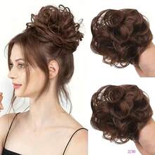 Fabricante de moño de cabello esponjoso de fibra sintética, Scrunchies elásticos para moño redondo, Adecuado para novias, mujeres, peinado sencillo - Multicolor - Ver 13