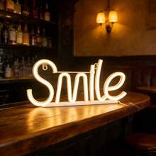 1pc LED Bar Game Room Smile Neon Sign Wall Decor, Battery/USB Powered, Suitable For Holiday Party, Fairy Lights, Home, Shop, Bedroom, Living Room Decoration - Smile Neon Sign - View 7