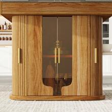 Extendable Dining Table, Dining Room Table, Kitchen Table, Round Dining Table, Extends To Oval, 118-158 Cm, Seats Up To 6 People, Dining Table With Glass Doors, Walnut - Brown - View 8