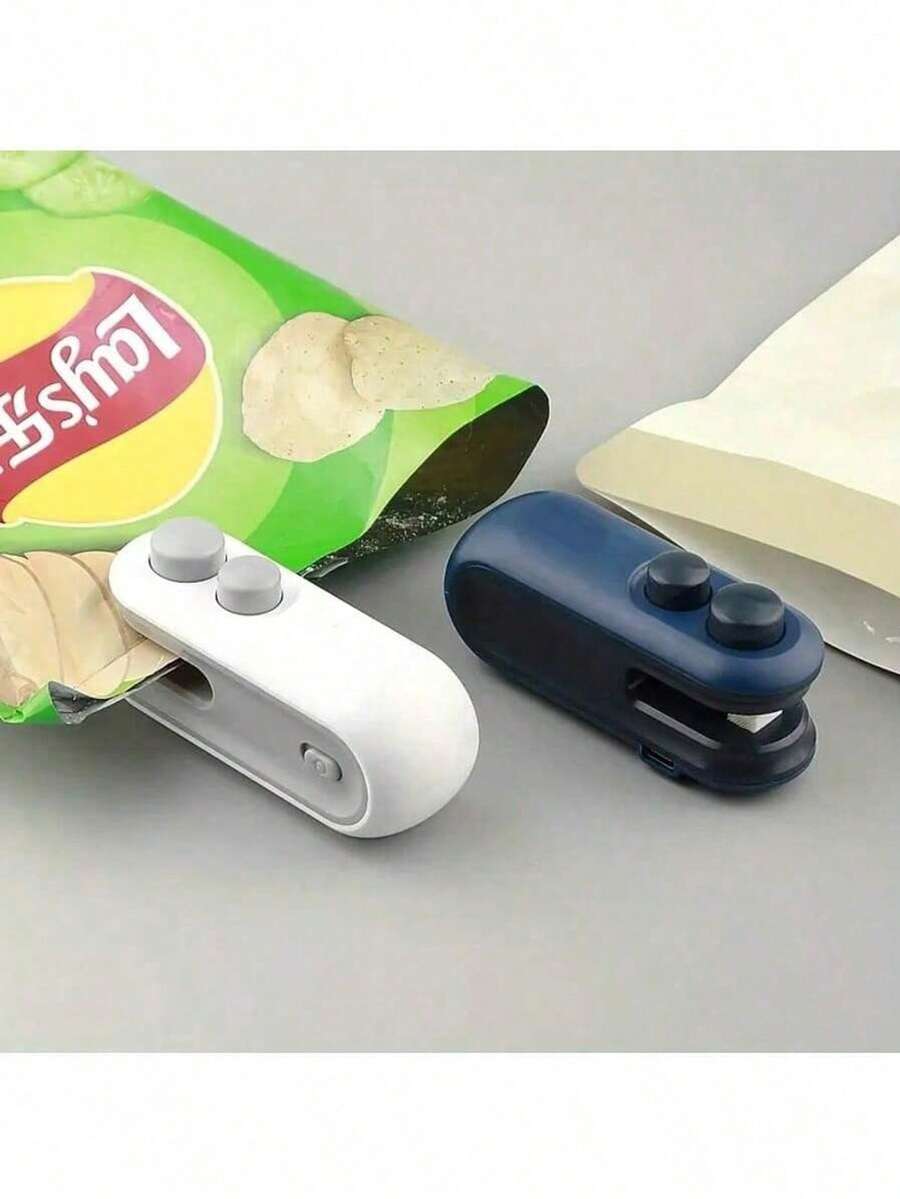 Máquina de sellado mini 2 en 1 con cortador y imán, sellador de alimentos recargable portátil de mano con calor al vacío para bolsas de plástico, aperitivos y almacenamiento de alimentos - Ver 1