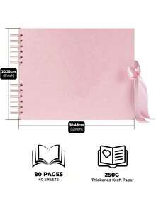 1 قطعة دفتر قصاصات DIY 80 صفحة (40 ورقة) متعدد الألوان من جلد طبيعي، 12*8 بوصة، دفتر قصاصات، دفتر قصاصات DIY، دفتر ضيوف الزفاف، الذكرى السنوية، هدية عيد الحب - 1 كتاب + 4 ملصقات زاوية - مشاهدة 2
