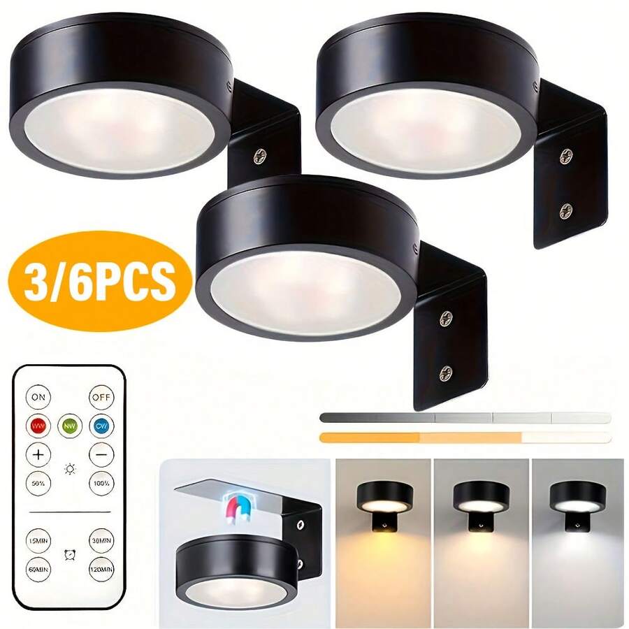LiHangStar 3/6 buah Lampu Pajangan Bertenaga Baterai, Kontrol Jarak Jauh & Sentuh, 3 Suhu Warna yang Dapat Diatur, Lampu Lukis yang Dapat Diredupkan & Berwaktu untuk Bingkai Foto, Potret, Dekorasi Dinding Rumah