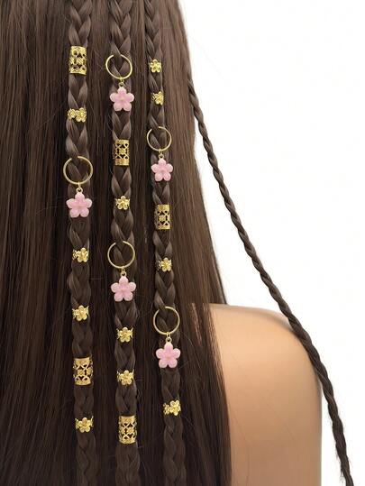 35 piezas de Scrunchies de pelo con camelias rosas - Elegantes pasadores de pelo de flor de aleación, accesorios de pelo de estilo princesa romántica adecuados para trenzas y peines ajustables