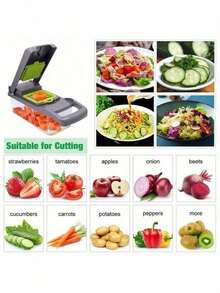 1pc Multi-Function Onion Chopper, Vegetable Cutter, Food Processor With Filter, Onion Chopper With Container, Carrot & Garlic Chopper With Container, Kitchen Tool, Kitchen Accessory, Suitable For Home/Restaurant Quick Onion Chopping - White - View 8