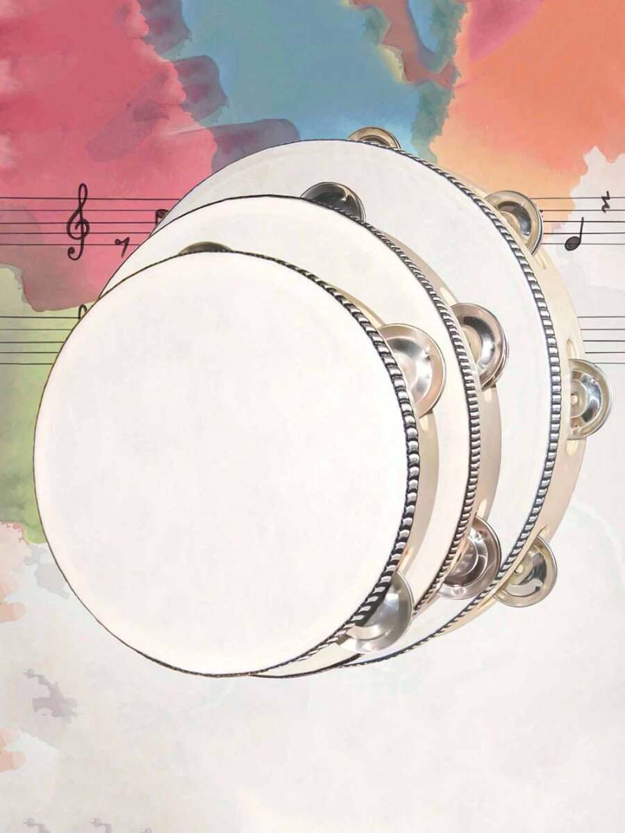 Handheld Wooden Tambourine, DIY Oriented, Rhythm Percussion Instrument, Single Row Of Metal Bells, Musical Tambourine, Suitable For Parties And Karaoke