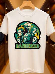 Camiseta RadioHead Banda Rock Alternativo Artístico Básica Unissex 100% Algodão Premium – Masculino e Feminino | Casual, Streetwear, Plus Size, Lançamento com Envio Imediato em Várias Cores - Branco - Visão 1
