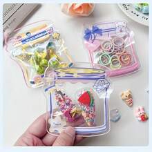 20/50/80pcs Cute Cartoon Transparent Self-Sealing Bags, Suitable For Hair Accessory Packaging, Cute Gift Self-Sealing Bags, Mixed Styles, Seal Food Storage And Food Cabinet Organization, Reusable Food Storage Bags, Transparent Textured Design, Contents Visible - Multicolor - View 1