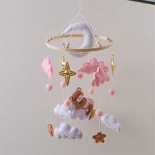 Pink Bear & Star Mobile, Gender Neutral Nursery Crib Mobile, Handmade Crib Bell, Best Gift For Kids On Christmas And Birthday - Multicolor - View 9