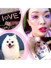 Rhinestone Stickers, Self-Adhesive Rhinestone Crafts, Acrylic Pearl Heart-Shaped Stickers, Self-Adhesive Rhinestone Craft, Various Shapes Of Rhinestone Stickers, Acrylic Rhinestone, Valentine's Day Stickers, Face Gems, Glitter DIY Cosmetics, Music Festival Crafts, Etc. Sparkling Rhinestones For DIY Crafts - Multicolor - View 10