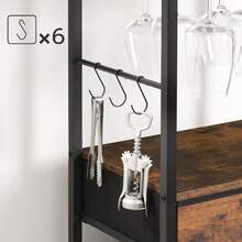 Weinregal für 16 Flaschen, Flaschenregal Holz mit 6 Etagen, Weinständer mit Schublade, Weinschrank, Weinflaschenhalter mit Glashalter 40 x 30 x 102 cm, Flaschen Organizer - Braun - Übersicht 5