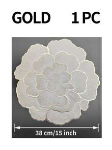 1/4/6/8/12pcs Gold Flower Shaped PVC Placemats, Washable, Easy To Clean, Wipe-Clean, Non-Slip, Holiday Wedding Party Dining Table Mats, Valentine's Day Room Decor Home Accessories - Gold - View 12