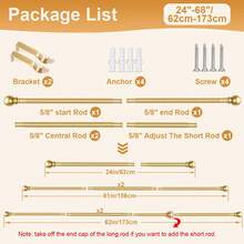 1 Set Suitable For 24-156 Inches, 5/8 Inch Decorative Shower Curtain Rod Set, Gold Splice Single Window Curtain Rod For Bathroom, Bedroom, Living Room, Outdoor Patio, Kitchen, Small Curtain Rod - Golden Sphere - View 14