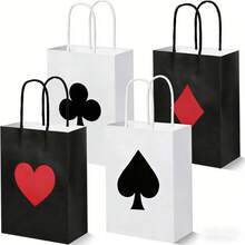4/12pcs Casino Themed Party Favor Bags, Casino Themed Party Supplies, Las Vegas Poker Themed Small Gift Paper Bags, Birthday Decorations, 8.7 X 6.3 X 3.15 Inches - View 2