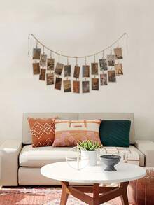 Bohemian Style Photo Frame Set With Display Stand, Wall-Mounted Photo Display With Clips, Vintage Beaded Decor, Clip Photo Wall, Suitable For Dorm, Classroom, Bedroom, Living Room, Kitchen And Other Scenes, Ideal For Home Decor, Travel Essentials, Party Supplies - one-size - View 6