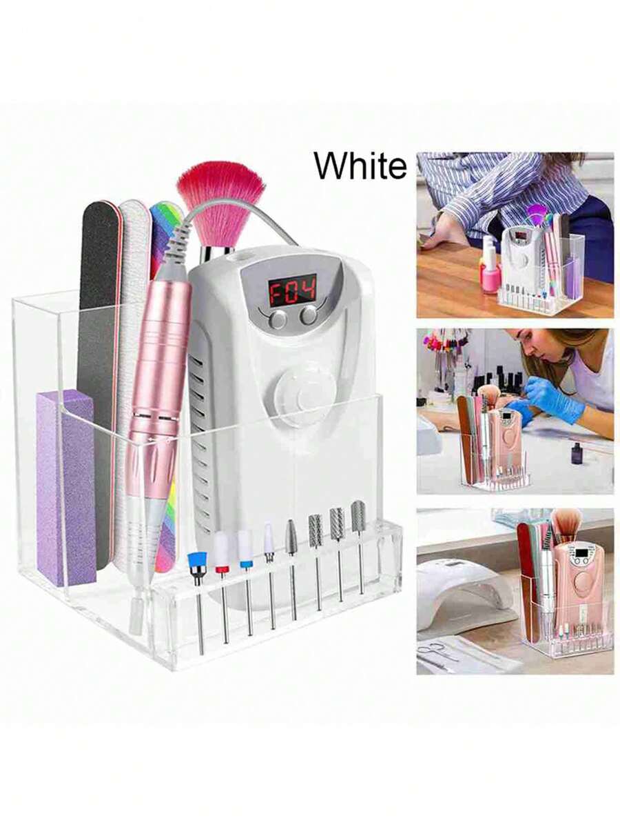 1PC Nail Drill Grinding Bit Holder Box Professional Nail Art Polishing Grinding Drill Bit Holder Display Storage Manicure Tools Box - Clear - View 1