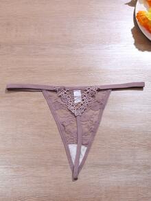 4pcs Women's Lace Comfortable Thong Panties - Multicolor - View 5