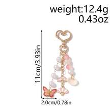 1pc Sweet Girl Folding Fan, Butterfly, Shell, Pearl, Starfish Keychain Bag Charm Accessory - Multicolor - View 8
