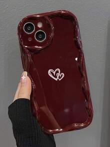 心形图案奶油质感黑色软壳手机壳，兼容 17/17 Pro Max、16/16 Pro/16 Pro Max、15、XR、7P/8P、P12 Pro Max、P13 Pro Max、P14 Pro Max、P13、P14、P11、P12、P14、XS/S/XS Max/7/8，可爱时尚加厚保护套 - 彩色 - 查看 6