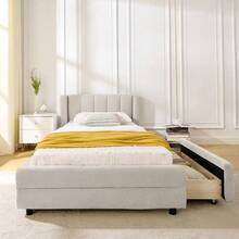 Bed Bases & Foundations - Beige + Chenille + 90cm*200cm - View 9