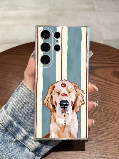 Fashionable Striped Puppy Print Transparent Colorful Anti-Drop Phone Case Compatible With Samsung Galaxy A07/A17/S26/S26 Plus/S26 Ultra, S25/S25 Plus/S25 Ultra, A16/A36/A26/A56/A50/A12/A32/A52/A72/A51/A21S/A13/A14, S24/S24 Plus/S24 Ultra, S20/S23/S22, A53/S20 FE/S21, And Compatible With Xiaomi 11/12 Pro/12/12X/13 Pro/14 Pro/15 Pro/X3 Pro, 10/9/Note 9/12C/Note 11 Pro/Note 8 Pro/9C/9A