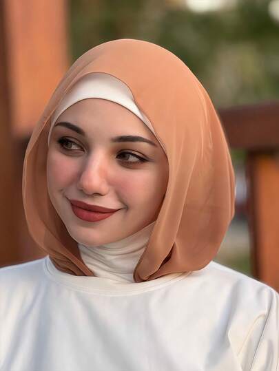 1件装女士经典纯色头巾，预缝制雪纺围巾头巾，多种佩戴方式，弹性柔软莫代尔面料，适合日常、运动、瑜伽等场合。