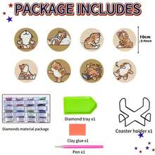 8pcs/Set Cat Pattern Diamond Painting Coaster Set, Sparkling Rhinestone Heat-Resistant Drink Coasters With Holders, DIY Coasters Suitable For Beginners And Adults, Artificial Diamond Art Craft Supplies Gift, 1 Set Of 8pcs, 70 Sets Of 560pcs - Multicolor - View 5