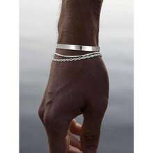 Set Of 3 Men's Chain Bracelets, Delicate And Stackable Sterling Silver Bracelets For Men, Not Tanish Simple Snake Rope Bracelet For Men, Jewelry Sizes 6.5/7/7.5/8/8.5/9, 41969359 - Black - View 6