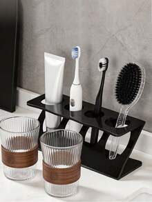 1pc Creative Z-Shaped Toothbrush Holder, Bathroom Vanity Organizer Rack For Razor, Toothpaste, Dental Accessories - Multicolor - View 2