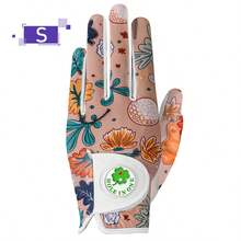FINGER TEN 1pc Women's Golf Glove With Ball Marker, Left Hand, Breathable Soft Glove With Fashionable Leaf And Golf Ball Pattern, Enhances Stable Swing Performance, Comfortable Fit For Women's Hand - Orange - View 10