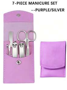 7pcs Manicure Set, Nail Clipper Set High-End Nail Clippers, Single Oblique Nail Tool, Ear Pick, Face Care Tools, With Portable Travel Bag - Multicolor - View 10
