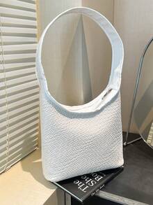 Fashionable Woven Square Shoulder Bag For Women - White - View 4