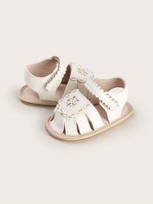 Summer 3-6-9-12 Months Girl's Walking Shoes 0-1 Year Soft Rubber Sole Infant Anti-Turnover Breathable Sandals - White - View 6