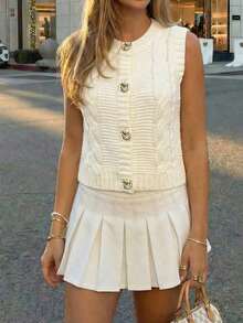 Women's 2026 New Arrival French Design Niche Sleeveless Knit Top, Unique Elegant, Suitable For Spring/Summer - White - View 3