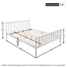 Solid Wood Double Bed (140 X 200 Cm) With Slatted Base, In Pine, White, For Adults, Children And Teenagers. - White - View 2