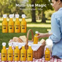 26/5pcs Plastic Empty Bottles, Mini Beverage Bottles Suitable For Summer Outdoor Adventures. With Black And White Plastic Caps And Black Labels, Perfect For Camping, Road Trips, Travel, Summer Celebrations, Birthday Parties, And Summer Garden Parties - Transparent H98 - View 7