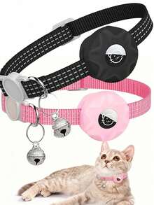 1 Stück IOS Haustier-Tracker Halsband, Echtzeit-Katzen-Ortungsgerät Halsband mit Glöckchen, verstellbares reflektierendes kleines Katzenhalsband, abnehmbarer Anti-Verlust-Katzenhalsriemen, Outdoor-Spaziergang Haustier-Ortungsgerät Halsband, süßes Katzen-Accessoire, Ausbruchsicheres Katzenhalsband, Alltagstragbares Haustier-Halsband - Verschiedenfarbig - Übersicht 9