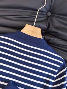 Summer Minimalist Ruffled Hem Button-Up Cardigan & Fitted Waist Skirt 2-Piece Set, Casual Elegant - Royal Blue - View 6