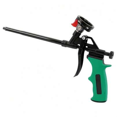 1 pieza Pistola de pegamento de espuma fabricada en acero al carbono antioxidante reforzado y boquilla de latón, mango ergonómico, válvula de control de pegamento precisa y diseño de gatillo sin esfuerzo, dispensación de pegamento duradera y suave, herramienta profesional para instalación de ventanas y puertas, sellado de construcción, decoración del hogar y renovación