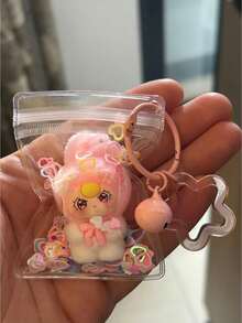 1pc Latest KEYCEO Bunny Doll Series PVC Decorative Collectible Doll, Featuring Exquisite Sakura-Shaped Keychain, Transparent Protective Pouch, And Glitter Accent Design, Portable And Suitable As New Year, Thanksgiving, Christmas, Or Other Holiday Limited Edition Gift, Party Favor, Or Gathering Giveaway - Multicolor - View 12