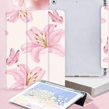 Funda ligera y delgada a prueba de caídas con diseño de mariposa y lirio rosa para iPad de 10.9 pulgadas de 10a generación - Rosa - Ver 3