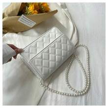 Women's Square Handbag, Shoulder Bag, Crossbody Bag, Chain Pearl Bag - View 7