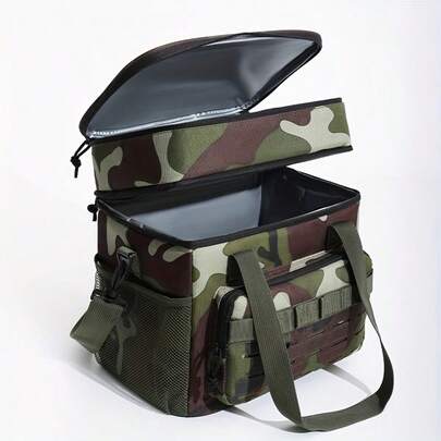 1pc Outdoor Large Capacity Insulated Crossbody Bag, Camouflage Style Multi-Layer Insulated Bag, Lightweight Durable Storage Bag, Outdoor Insulated Cooler Box, Multi-Compartment Design, Adjustable Shoulder Strap, Suitable For Carrying By Hand/Crossbody/Shoulder, Suitable For Camping, Picnic, Fishing, Adventure, Outdoor Party, No Direct Contact With Food, Outdoor Portable Insulated Bag, Camping Party Cooler Box, Best Choice For Outdoor Enthusiasts