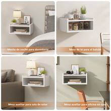 Estante Flotante de Pared Minimalista Blanco y Negro, Repisa de Almacenamiento para Sala y Dormitorio, Organizador de Pared Moderno - Blanco 2 piezas - Ver 6