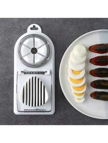 1pc Multi-Function Egg Cutter, Suitable For Hard Boiled Eggs, 2-In-1 Egg Slicer/Divider/Dicer/Cutter, Kitchen Tool - Multicolor - View 4