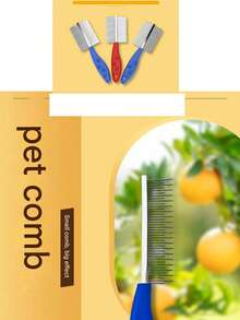 1 Pet Comb, Dog Comb, Cat Pin Comb, De-Shedding Comb, Double-Row Comb, Pet-Specific Comb, Pet Comb, Comb, Stainless Steel Single-Row Flea Comb, Small Animal Pet Supplies (Due To Different Batches, The Plastic Handle May Occasionally Have Slight Scratches, But This Does Not Affect Use) - Multicolor - View 11