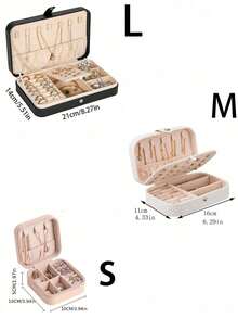 1个高品质大容量首饰收纳盒，便携式旅行首饰收纳盒，女士礼盒，防水PU皮革首饰收纳盒，化妆品收纳盒，小型首饰盒，戒指、项链和手镯收纳盒，首饰展示盒，旅行收纳盒，旅行必备品，女士礼物，节日礼物，圣诞礼物。 - 彩色 - 查看 9