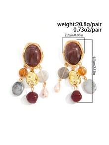 Bộ 2 bông tai mặt dây chuyền tua rua bằng nhựa giả đá quý phong cách Bohemian, sang trọng và thanh lịch, phù hợp cho đám cưới, tiệc tùng, kỳ nghỉ, trang phục thường ngày, phong cách đường phố, dành cho phụ nữ và các cặp đôi, quà tặng ngày lễ và sinh nhật. - bông tai - Xem 4